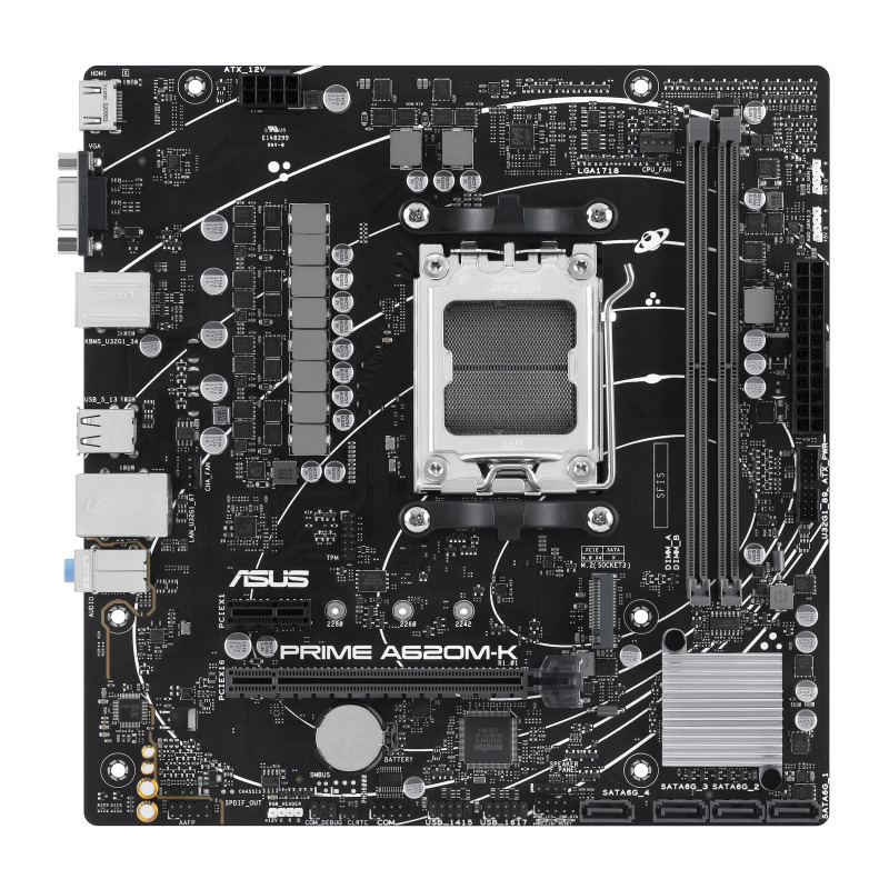 MOTHERBOARD ASUS (PRIME A620M-K-CSM) SOCKET AM5,2**DDR5,HDMI,VGA,PCIE-4.0,M.2,MICRO ATX
